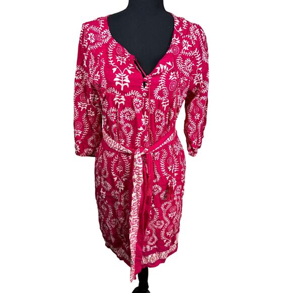 QVC Studio Park Tall Printed Dress Removable Belt Beetroot NWOT Size MT - Picture 3 of 6